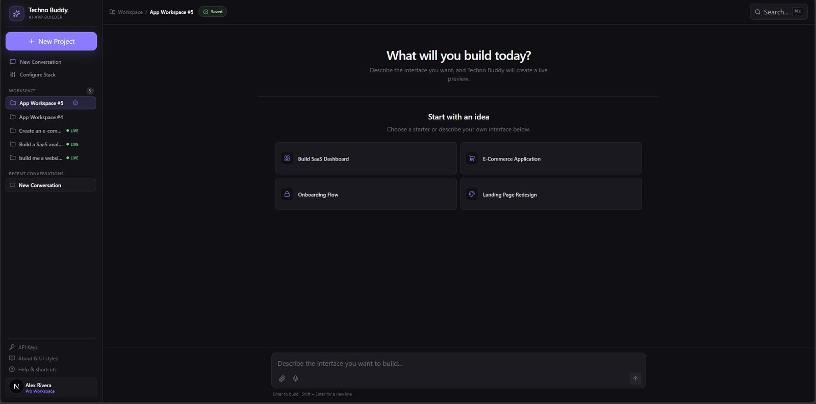 Technobuddy Forge AI app builder preview